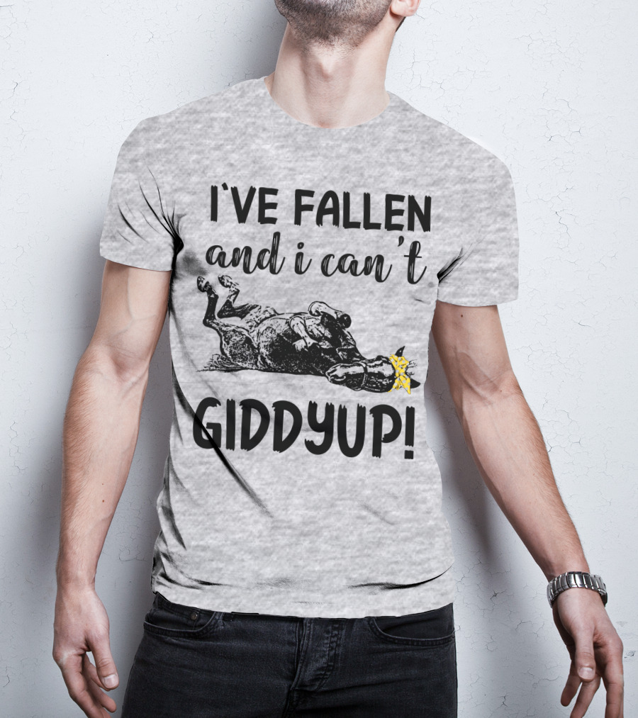 I've Fallen And I Can't Giddyup I've Fallen Cow With Yellow Bow T-Shirt