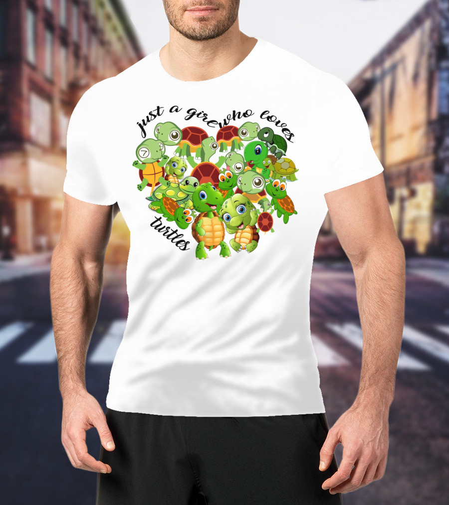 Just A Girl Who Loves Turtles Cute Cartoon Turtle Collection T-Shirt