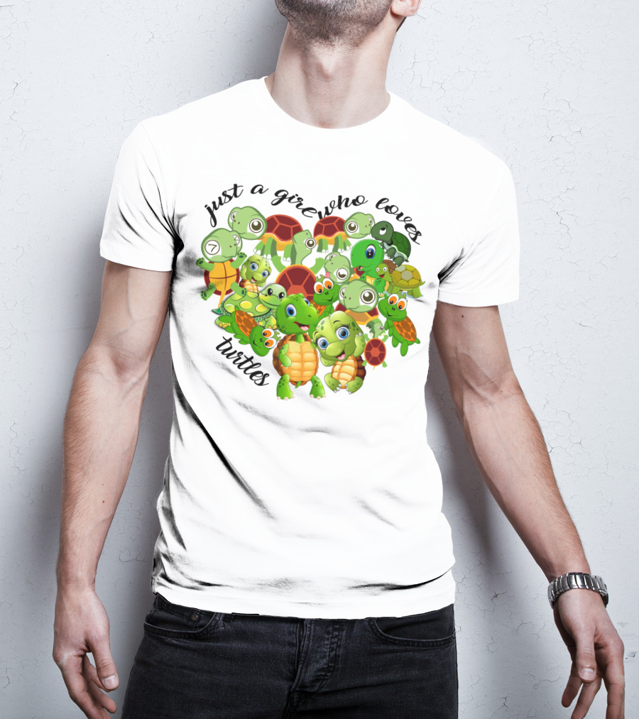 Just A Girl Who Loves Turtles Cute Cartoon Turtle Collection T-Shirt