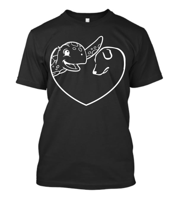 Turtle And Dogs Heart Outline TT001 T-Shirt