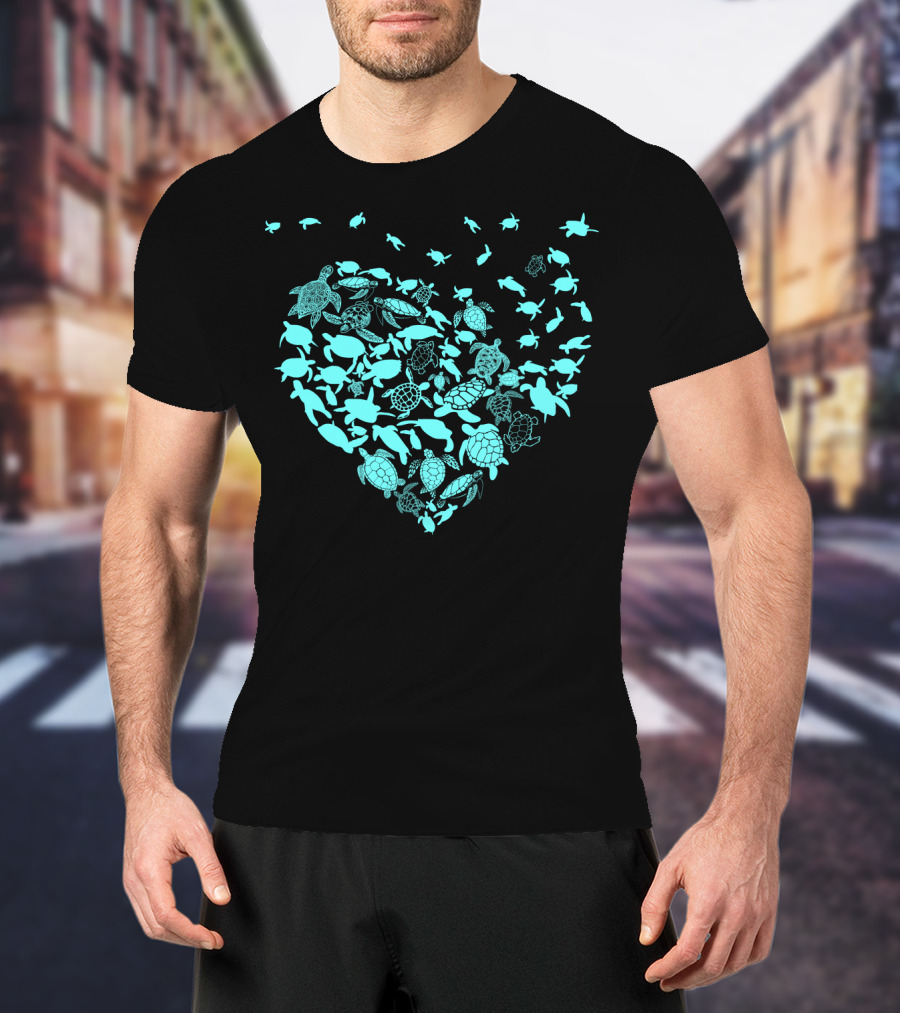 Turtles Heart Shape Ocean Love T-Shirt