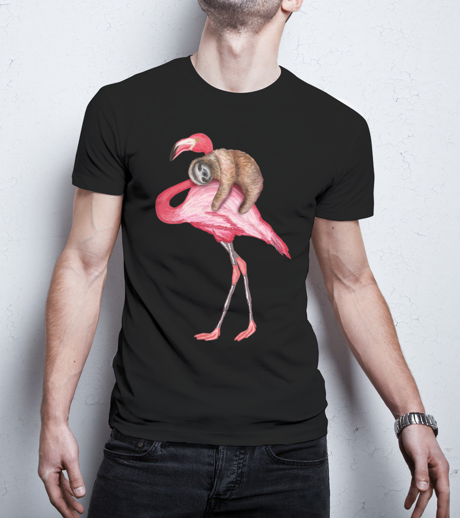 Sloth Riding Flamingo T-Shirt