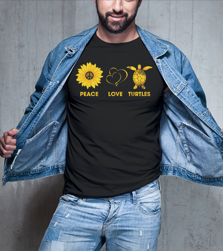 Peace Love Turtles Sunflower Heart Turtle T-Shirt