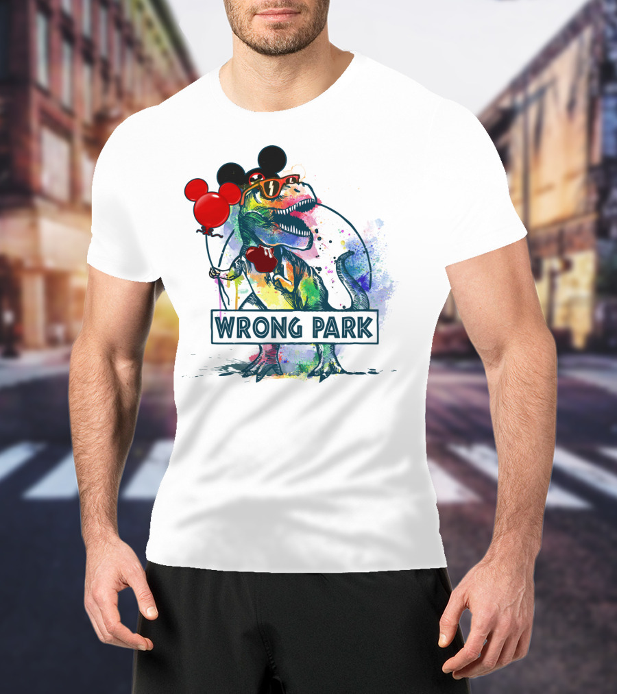 Wrong Park T Rex With Mickey Ears And Balloon T-Shirt