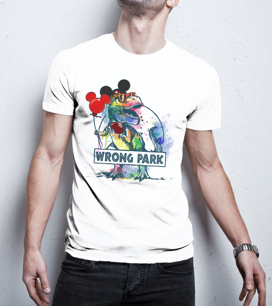Wrong Park T Rex With Mickey Ears And Balloon T-Shirt