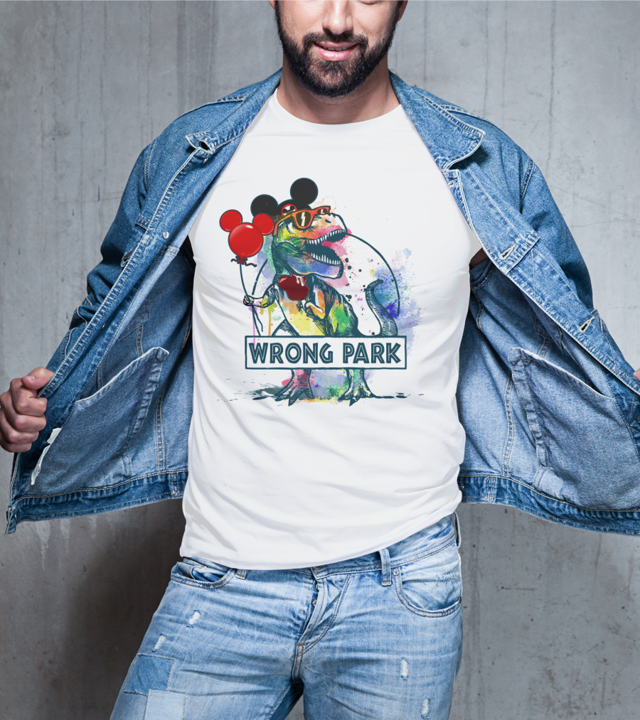 Wrong Park T Rex With Mickey Ears And Balloon T-Shirt