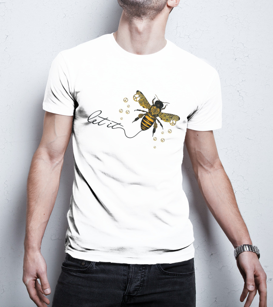 Let It Bee With Peace Signs And Honey Bee T-Shirt