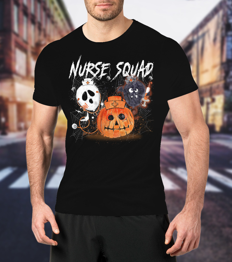 Nurse Squad Halloween Pumpkin Ghost Bat Vampire T-Shirt