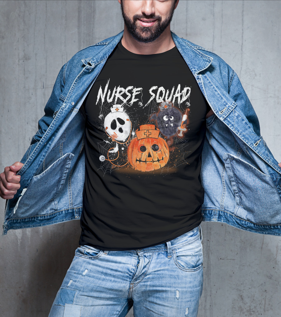 Nurse Squad Halloween Pumpkin Ghost Bat Vampire T-Shirt