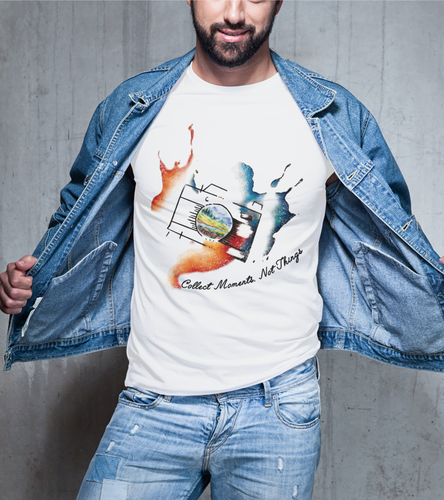 Collect Moments Not Things Camera Nature Landscape Watercolor Splash T-Shirt