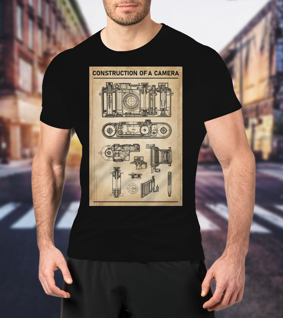 Construction Of A Camera Blueprint Diagram T-Shirt