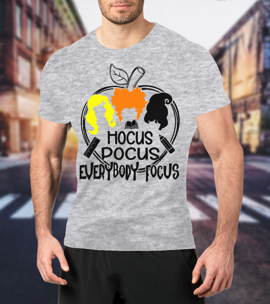 Hocus Pocus Everybody Focus Apple Hair Silhouettes Book Pencil Ruler T-Shirt
