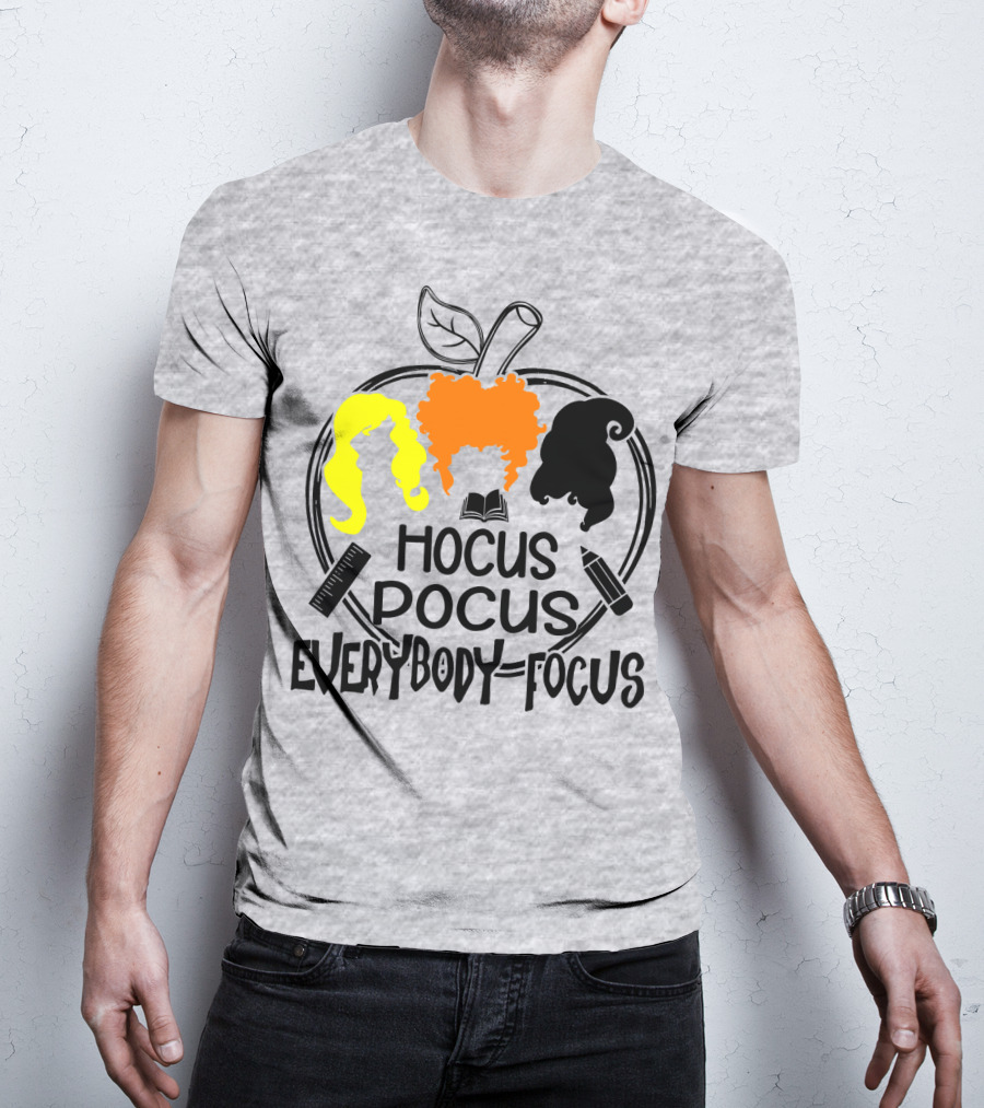 Hocus Pocus Everybody Focus Apple Hair Silhouettes Book Pencil Ruler T-Shirt