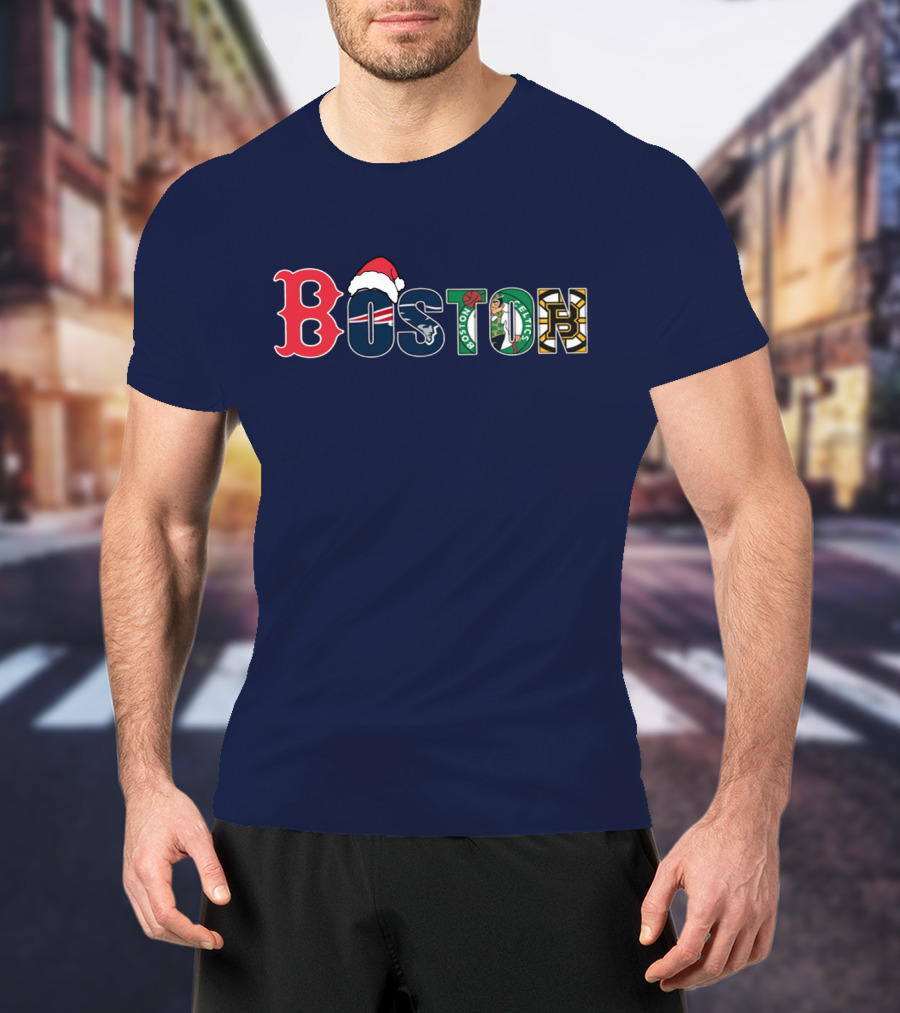 Boston Red Sox Patriots Celtics Bruins Christmas T-Shirt