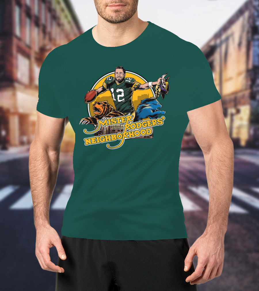 Mister Rodgers Neighborhood Go Pack Football Lions And Bears T-Shirt