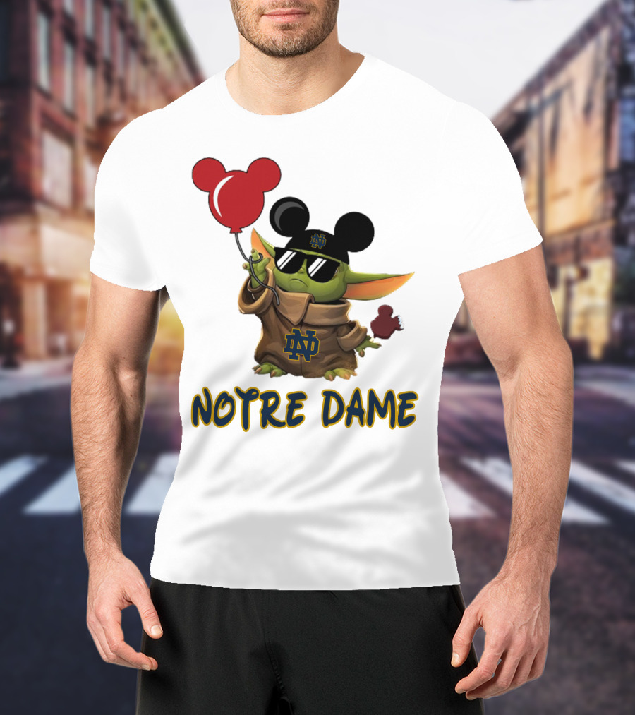 Notre Dame Baby Yoda Mickey Balloons T-Shirt