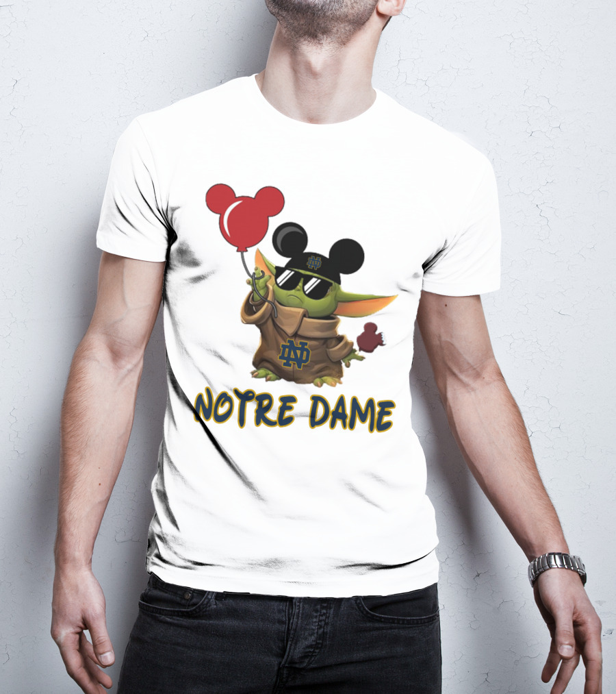 Notre Dame Baby Yoda Mickey Balloons T-Shirt