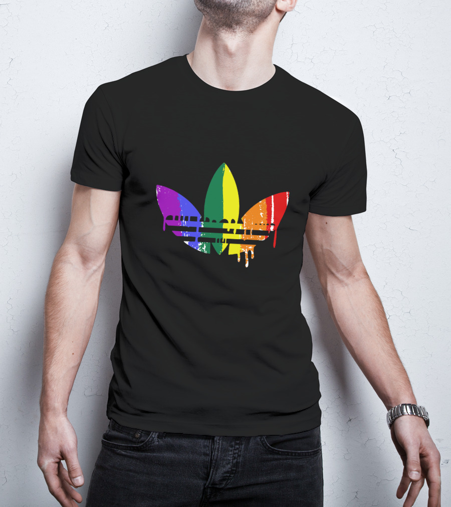 Rainbow Trefoil Dripping Paint New Fashion T-Shirt