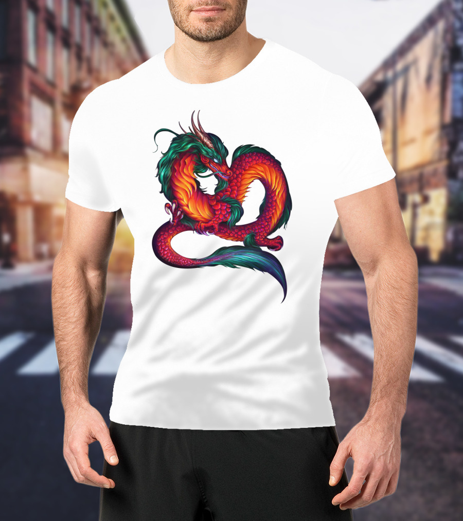 DRAGON ART AAA Kaleidoscope Colors Coiled Majesty T-Shirt