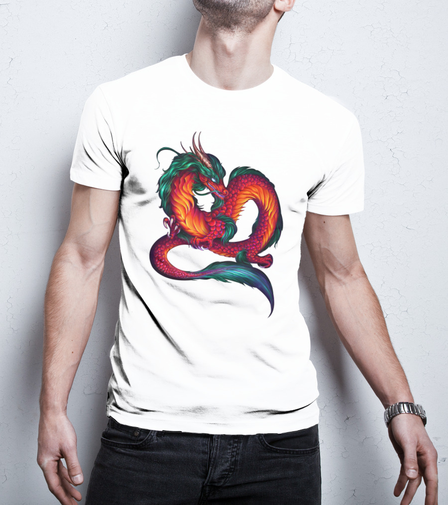 DRAGON ART AAA Kaleidoscope Colors Coiled Majesty T-Shirt