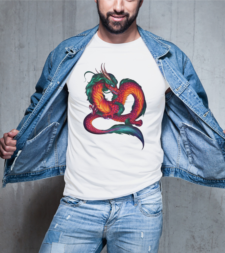 DRAGON ART AAA Kaleidoscope Colors Coiled Majesty T-Shirt