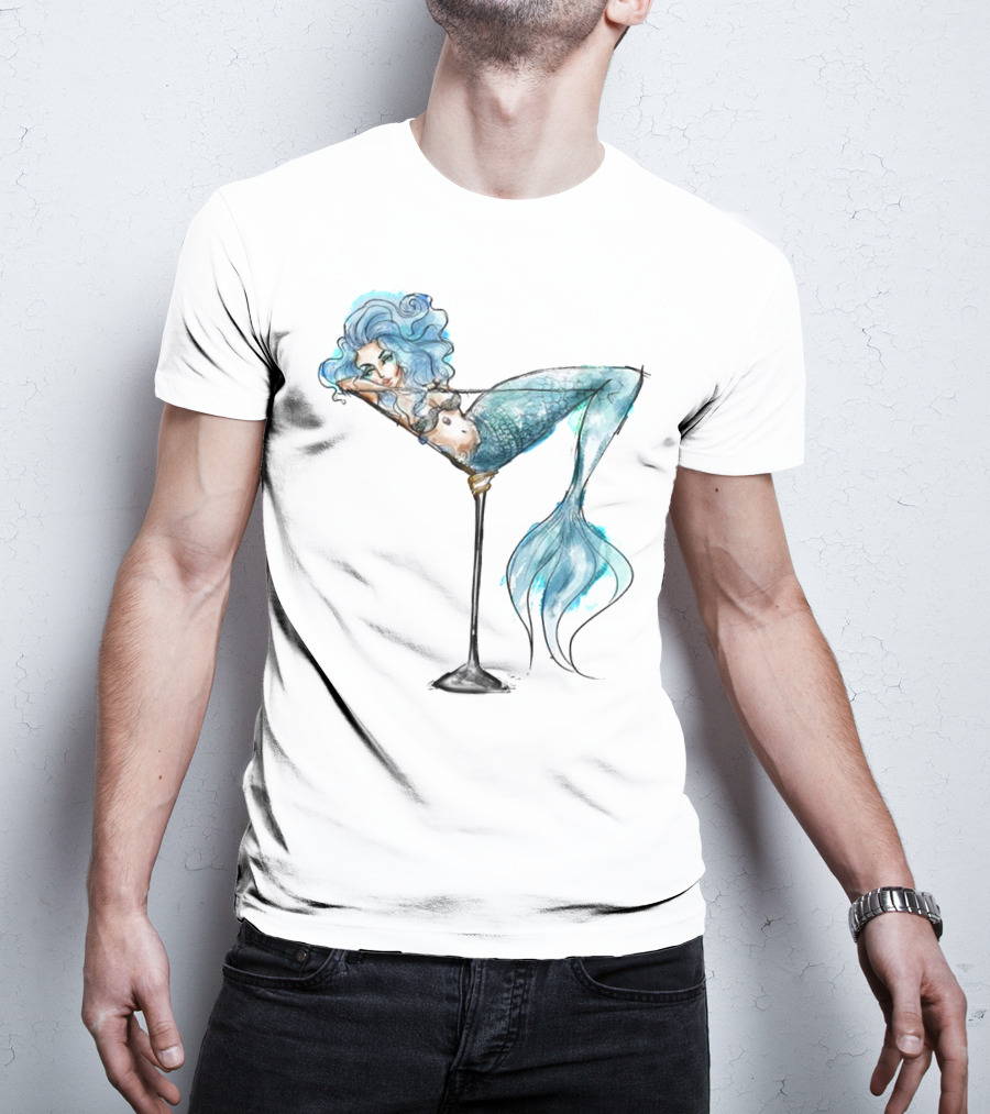 Mermaid Relaxing IN Cocktail Glass T-Shirt