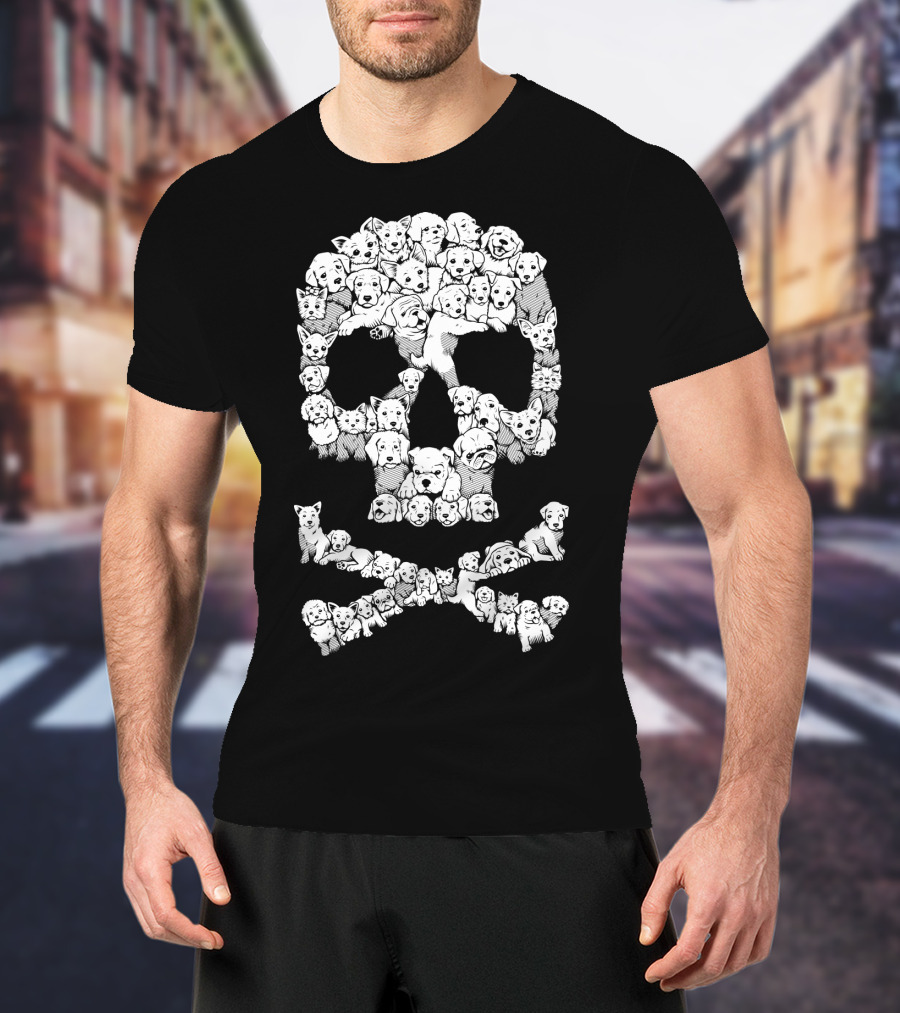 Skull Made Of Playful Puppies And Dogs T-Shirt
