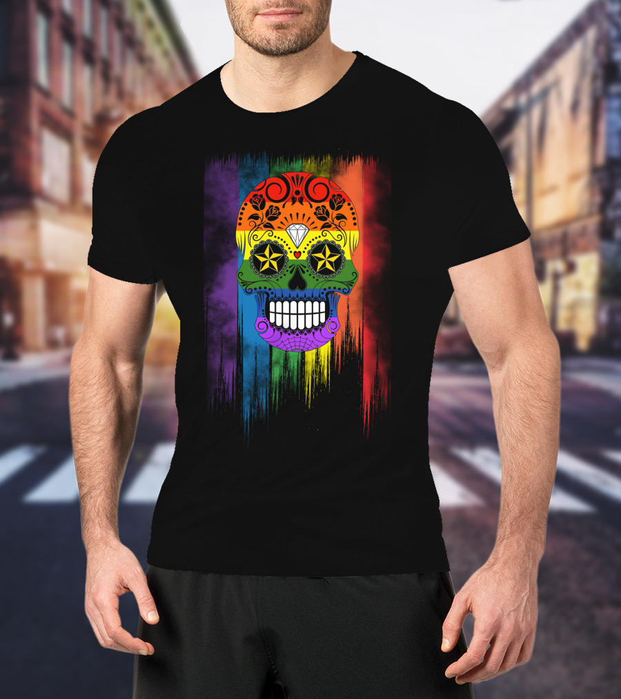 Skull Star Diamond Rainbow Sugar Skull T-Shirt