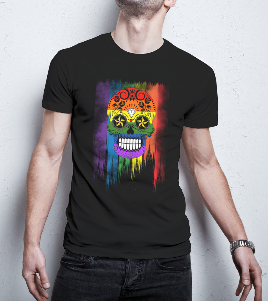 Skull Star Diamond Rainbow Sugar Skull T-Shirt