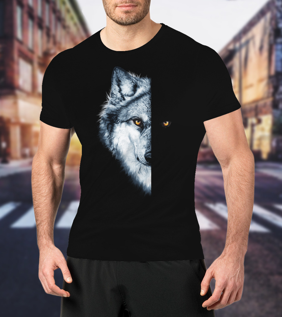 Wolf 2 Faces Half Hidden Dual Glare T-Shirt