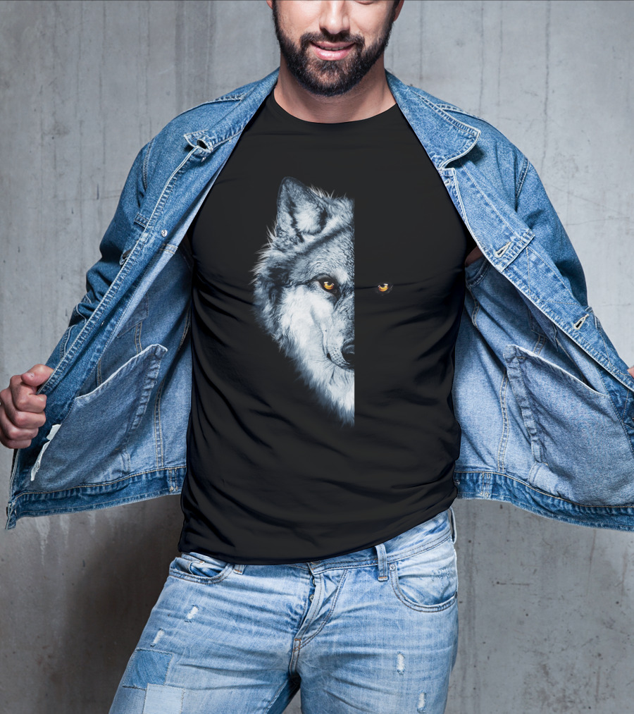 Wolf 2 Faces Half Hidden Dual Glare T-Shirt