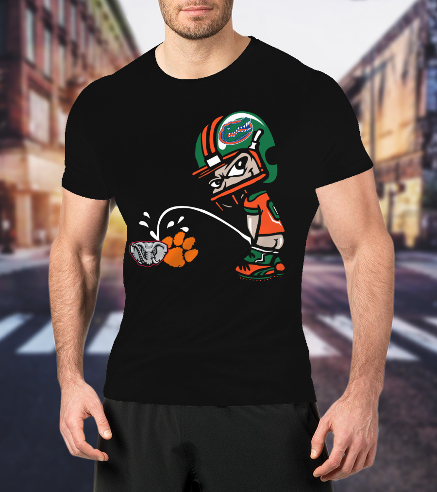 Florida Gators Clemson Tigers Alabama Crimson Tide Rivalry Football Helmet Cartoon T-Shirt