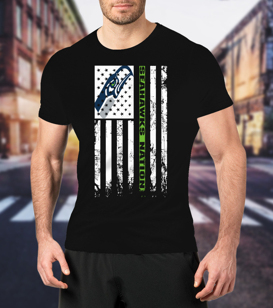 Seattle Seahawks Nation American Flag T-Shirt