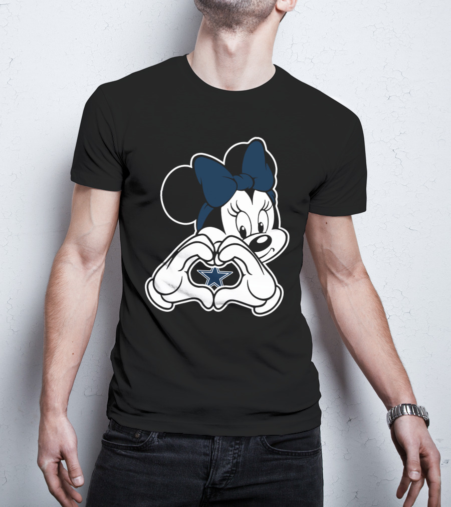 Cowboys Nation Dallas Star Minnie Mouse Heart Hands T-Shirt