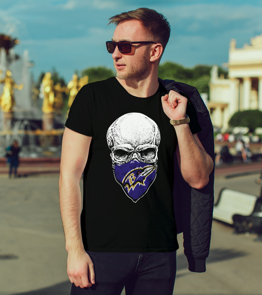 Baltimore Ravens Skull Bandana T-Shirt