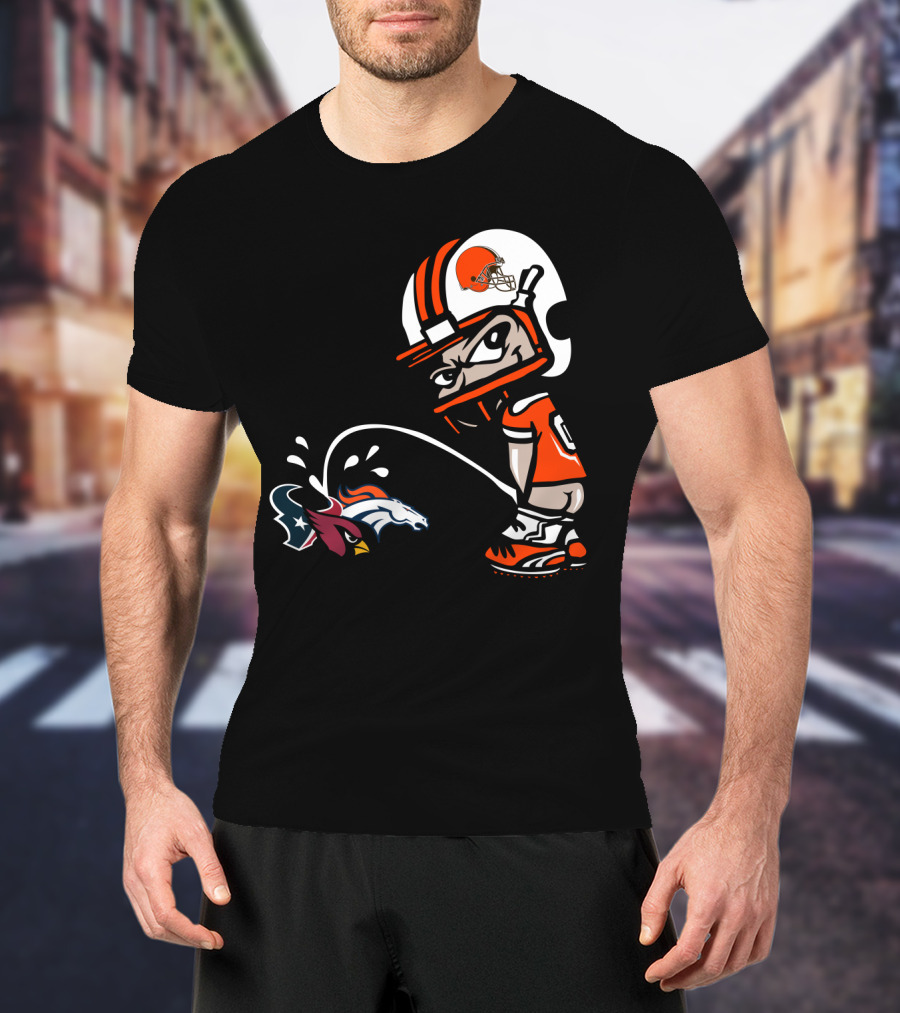Cleveland Browns Player Humorous Rival Team Logos Interaction T-Shirt