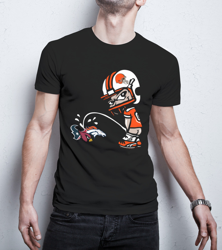Cleveland Browns Player Humorous Rival Team Logos Interaction T-Shirt
