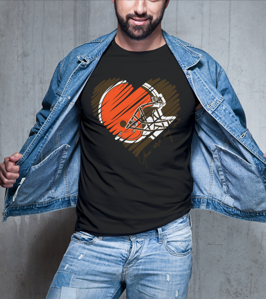 Cleveland Browns You Are My Love Heart Helmet T-Shirt
