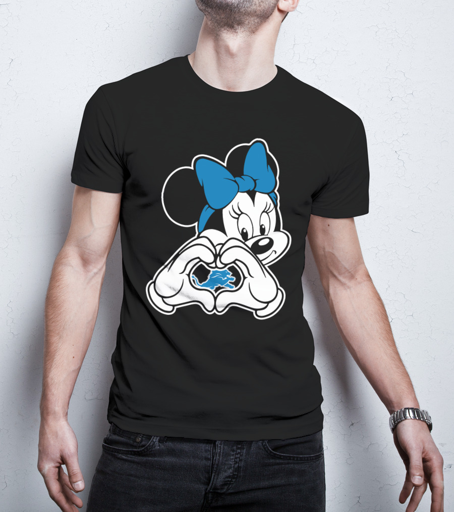 Detroit Lions Minnie Mouse Heart Hands T-Shirt