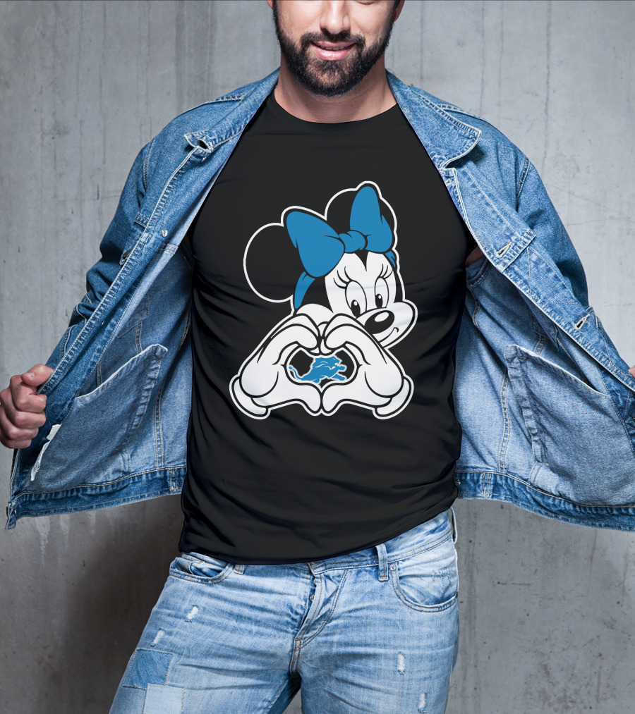 Detroit Lions Minnie Mouse Heart Hands T-Shirt