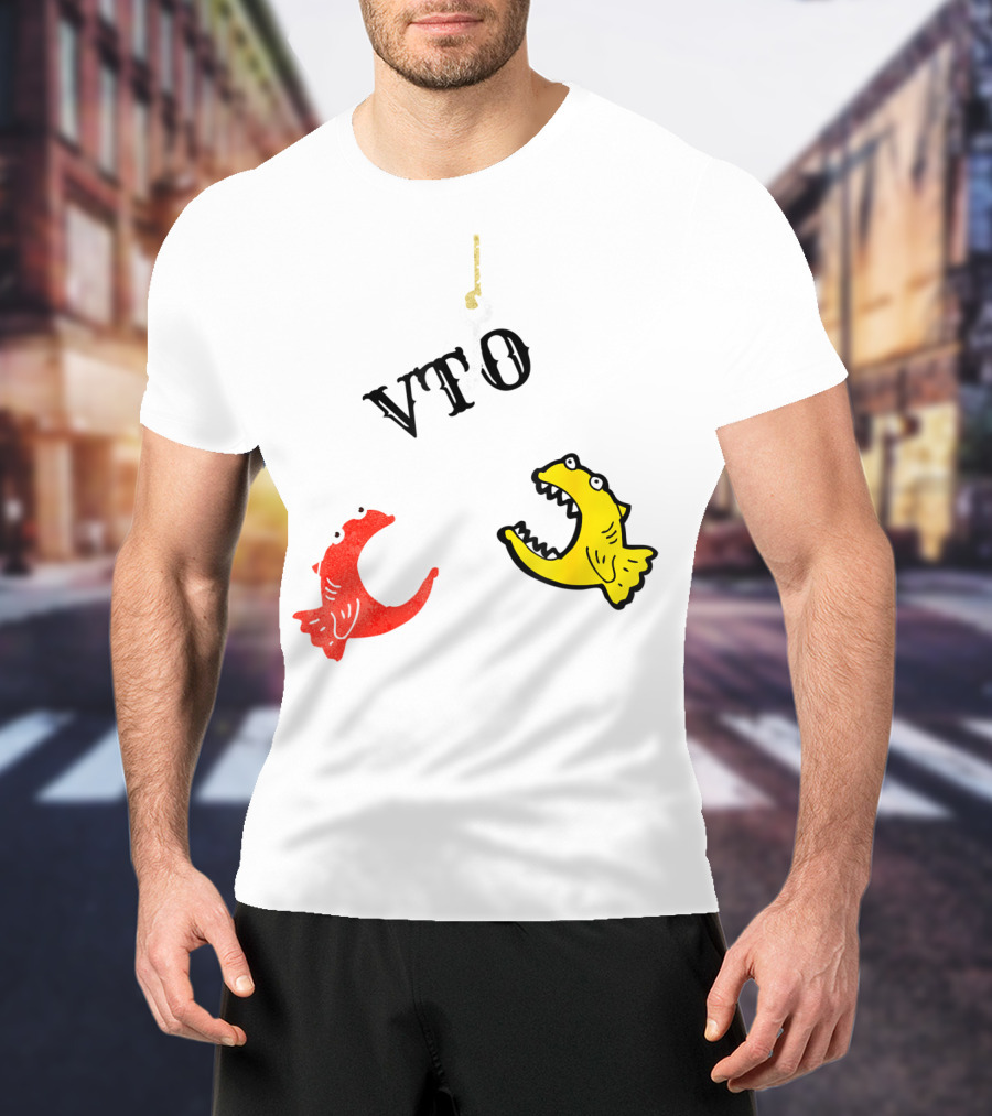 VTO Fishing Hook With Red And Yellow Fish T-Shirt