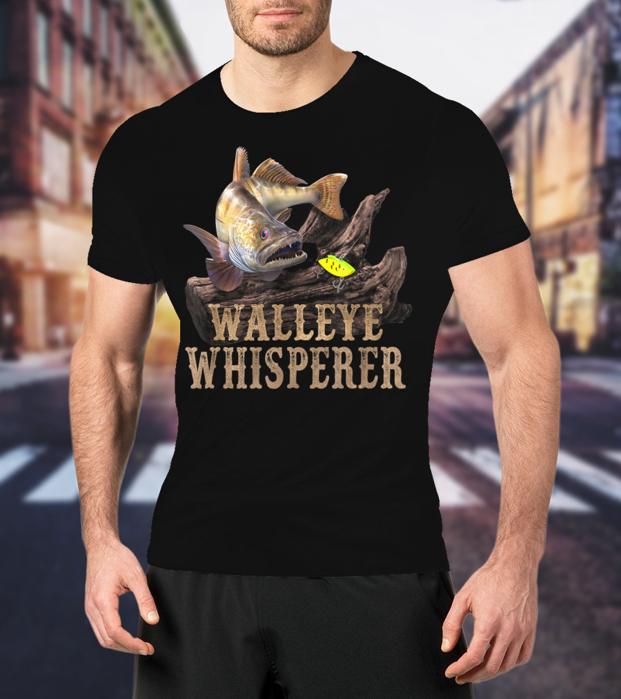 Walleye Whisperer Large Walleye With Fishing Lure T-Shirt