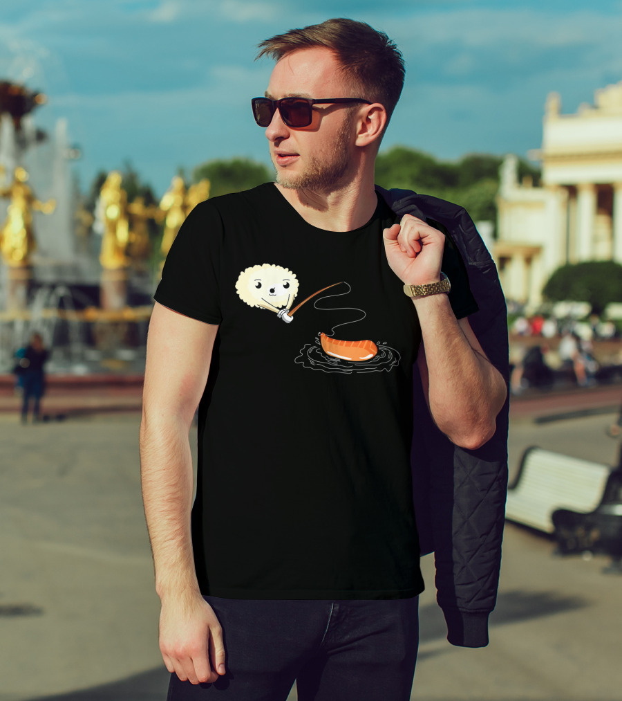 Kawaii Sushi Fishing Cute Japanese Food Lover Fishing Lover Playful Salmon Anime T-Shirt