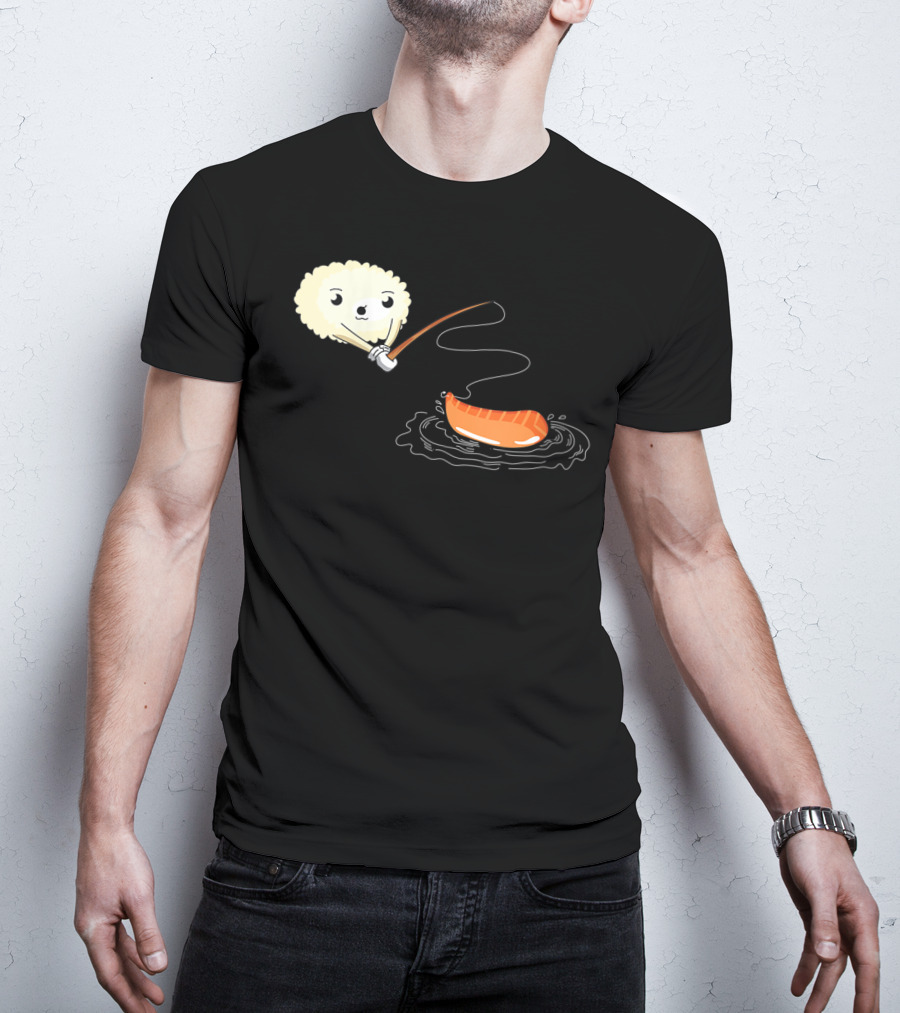 Kawaii Sushi Fishing Cute Japanese Food Lover Fishing Lover Playful Salmon Anime T-Shirt
