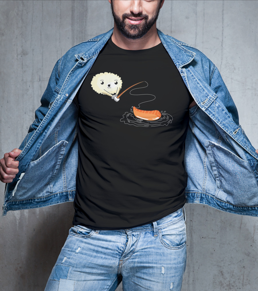 Kawaii Sushi Fishing Cute Japanese Food Lover Fishing Lover Playful Salmon Anime T-Shirt
