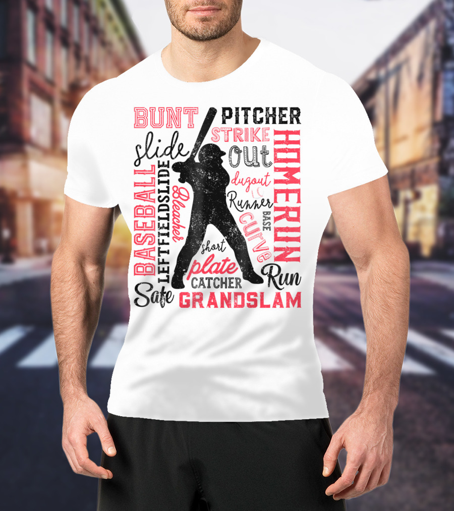 Baseball Men Batter Pitcher Catcher Homerun Grandslam Dugout Plate Strike T-Shirt