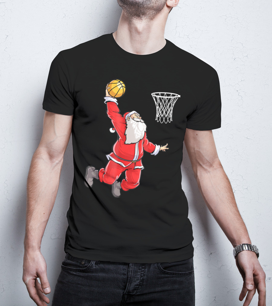 Basketball Santa Christmas Dunking Sports Fun T-Shirt