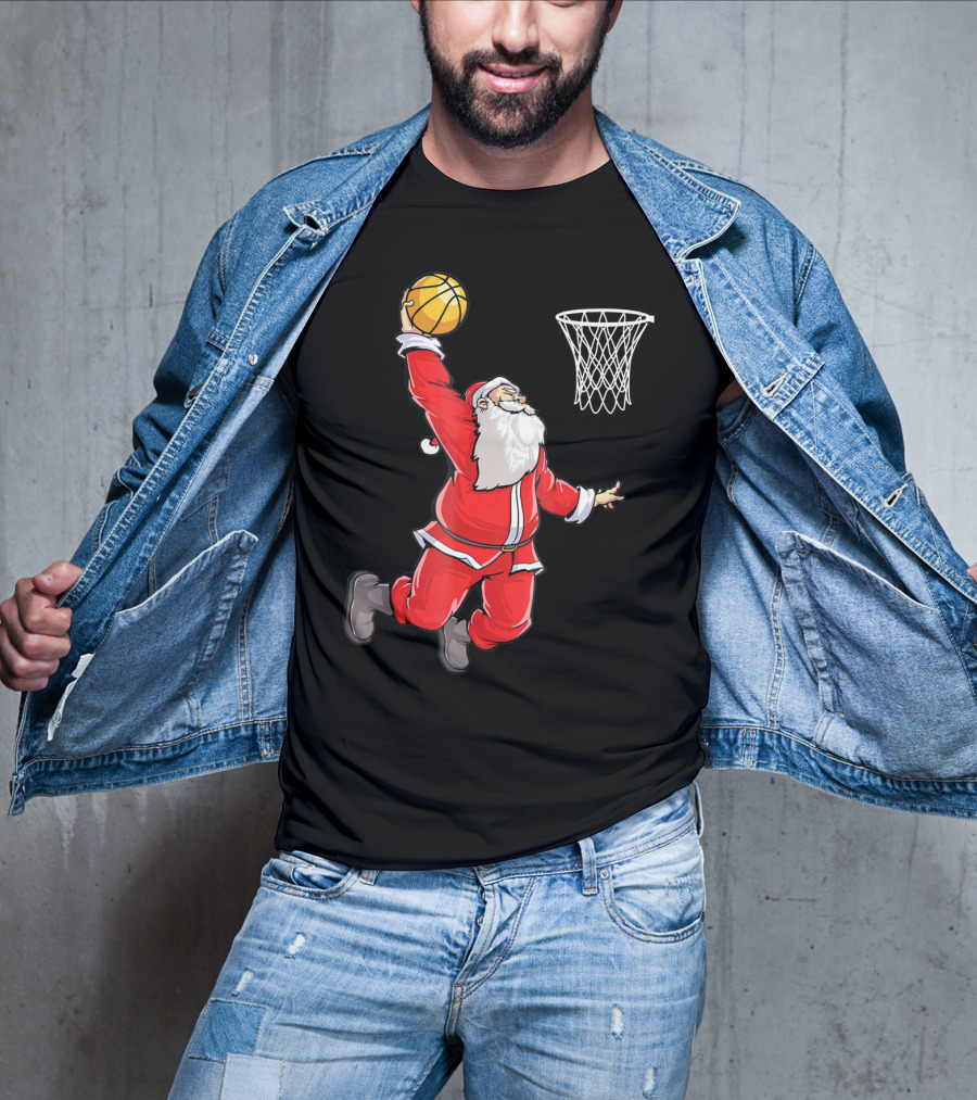 Basketball Santa Christmas Dunking Sports Fun T-Shirt