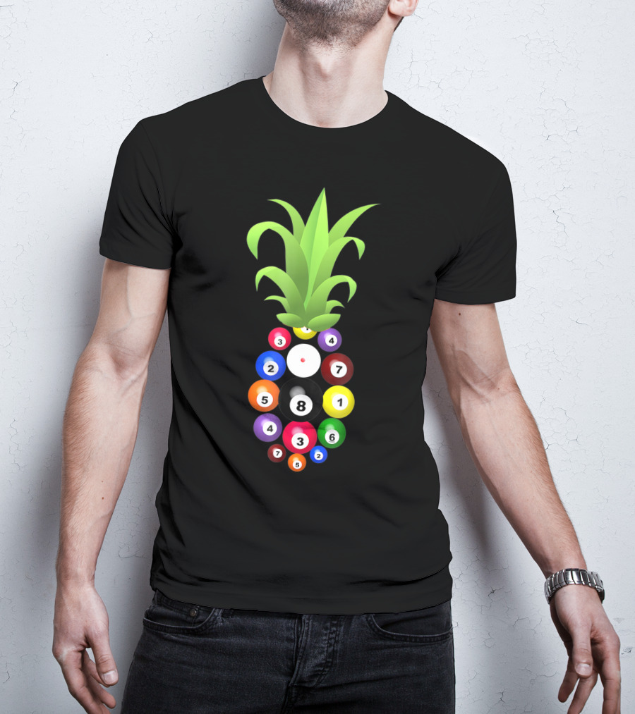 Billiards Pineapple Eight Ball Hawaiian Aloha Beach Hawaii Pool Balls Fruit Fusion T-Shirt