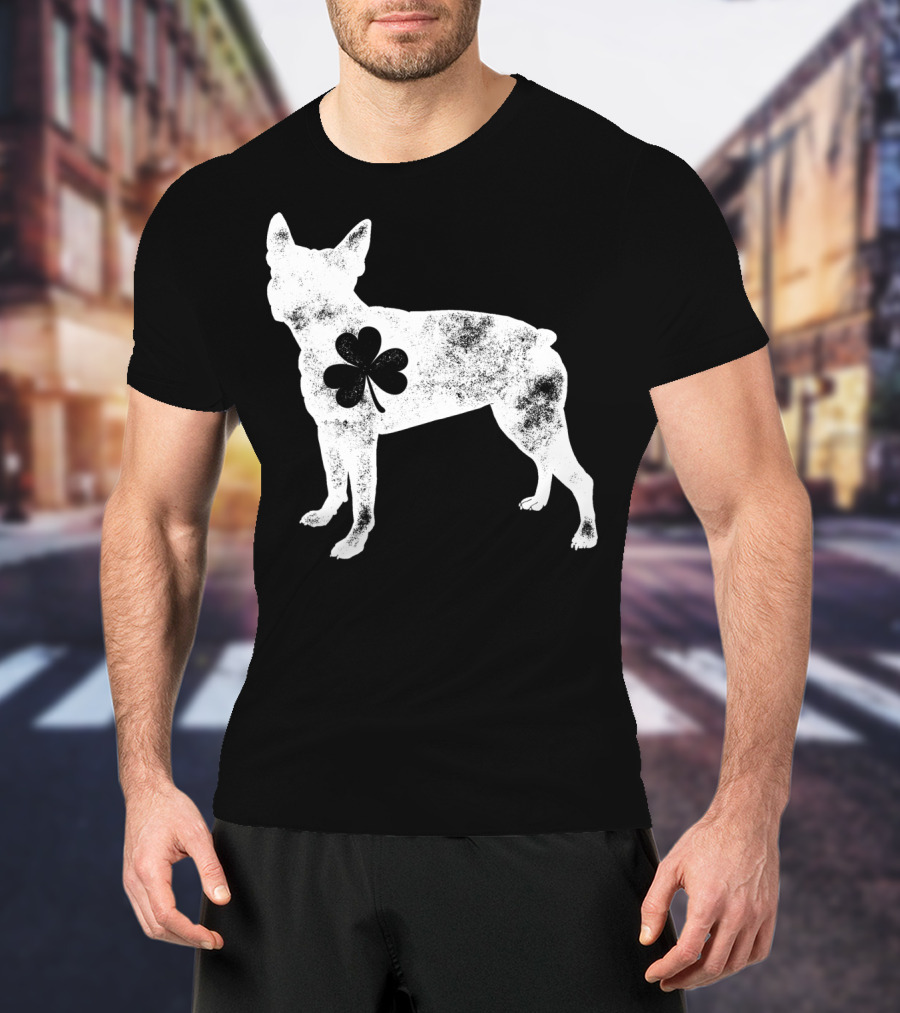 Boston Terrier Dog Shamrock St Patricks Day Men T-Shirt